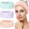 Chuangdi 3-Piece Spa Headband Set - Soft Terry Cloth Hairbands for Women's Facial Makeup, Washing, Face Mask, Spa & Shower - Light Orange, Purple, Green