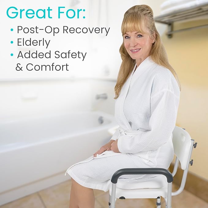 Vive Shower Seat Cushion - Comfortable Support for Pain Relief - Waterproof, Soft Padded & Non Slip for Tub Chairs, Transfer Benches, Bath Stool, Bathtubs - for Seniors, Elderly, Handicap & Disabled