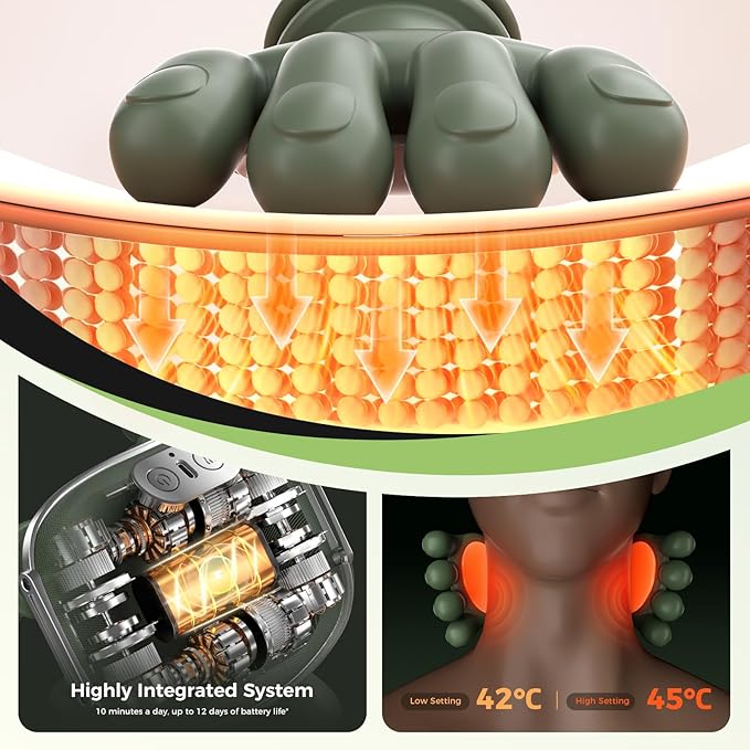 2026 Upgrade Edition 4D Neck and Shoulder Heat Massager, Wireless Portable Neck Massager, Relieves Muscle Pain, Simulates Deep Tissue Massage of Human Hand, Ideal Gift.（Emerald Green）