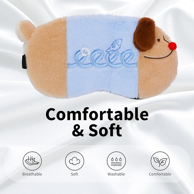 PERFECTSIGHT Sleep Eye Masks, Cute Sleep Eye Cover Lightweight Adjustable Eyeshade Mask Cover for Women Men Sleep Travel Nap, Fish Dachshund