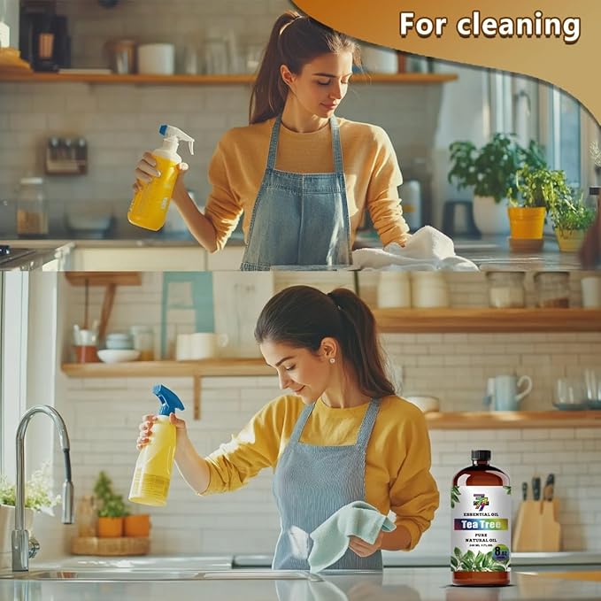 Tea Tree Essential Oil - GV77ZF Tea Tree Oils for Diffusers, Humidifiers, DIY Candles, Soap, Cleaning, Home, Office, Yoga, Massage, Gifts - 8 fl oz (240 ml)