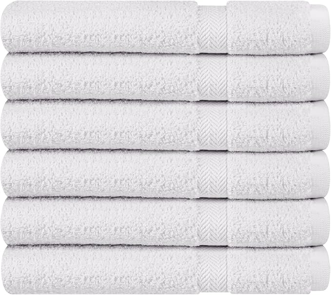 Towel and Linen Mart 100% Cotton White 6 Pack Medium Bath Towel Set, Quick Dry, Super Absorbent, Light Weight, Soft Feel, Premium Towels for Hotel, Spa and Bathroom (24 X 48 6 Pack White)