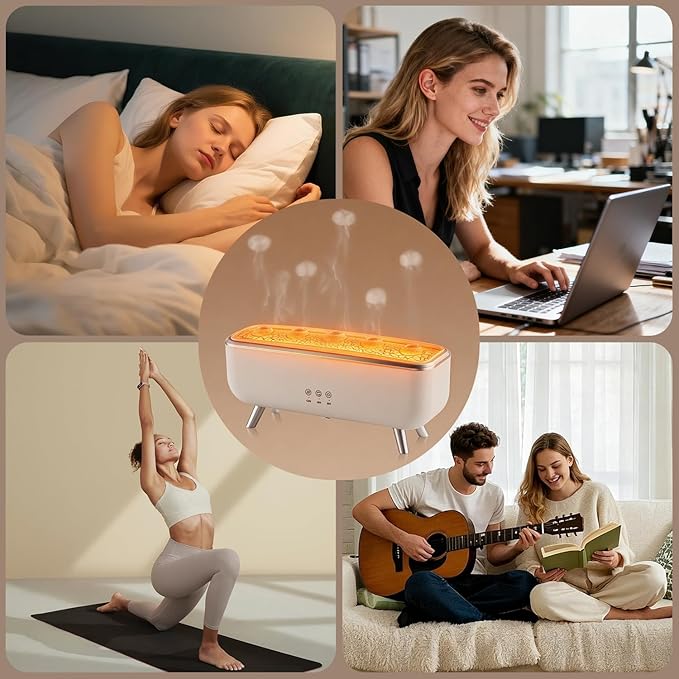 Jellyfish Diffuser Humidifier, Essential Aromatherapy 300ML Ultrasonic Diffuser with Essential Oils. 7 Colors Light Waterless Auto Off with Remote Control for Large Room Office Bedroom