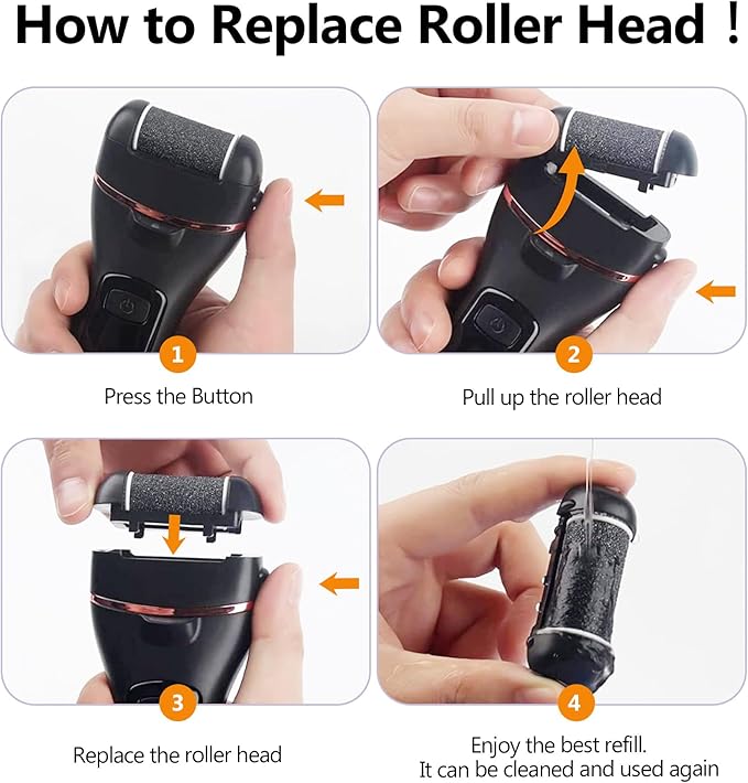 6 Pack Replacement Roller Refill Heads for Electric Foot Callus Remover, Electric Pedicure Tools Refill Heads with Extra, Regular, Fine Coarse 2 Each, Foot File Refill Roller