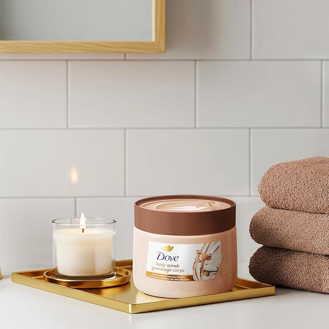 Dove Brown Sugar and Coconut Butter Body Scrub Exfoliates and Deeply Nourishes for Smooth, Radiant Skin 15 oz (Pack of 12)