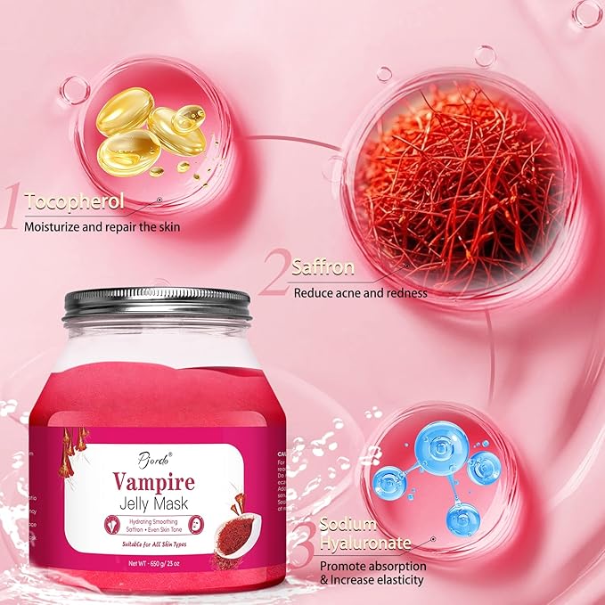 Pjordo Jelly Masks for Facials Professional, Vampire Jelly Mask Powder with Mixing Bowl Set, Peel Off Face Mask Skincare for Hydrating, Smoothing & Nourishing, Hydrojelly Masks Gift Set DIY Spa