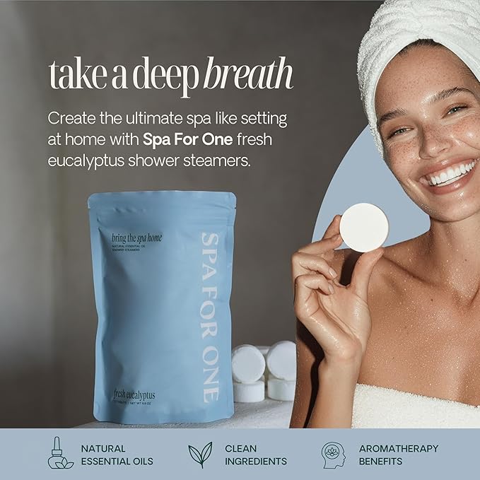 Shower Steamers Aromatherapy 10 Pack - Made in USA with Natural Essential Oils – Mother’s Day Gifts, Birthday Gifts for Women and Men, Stress Relief & Relaxation Self Care – Eucalyptus