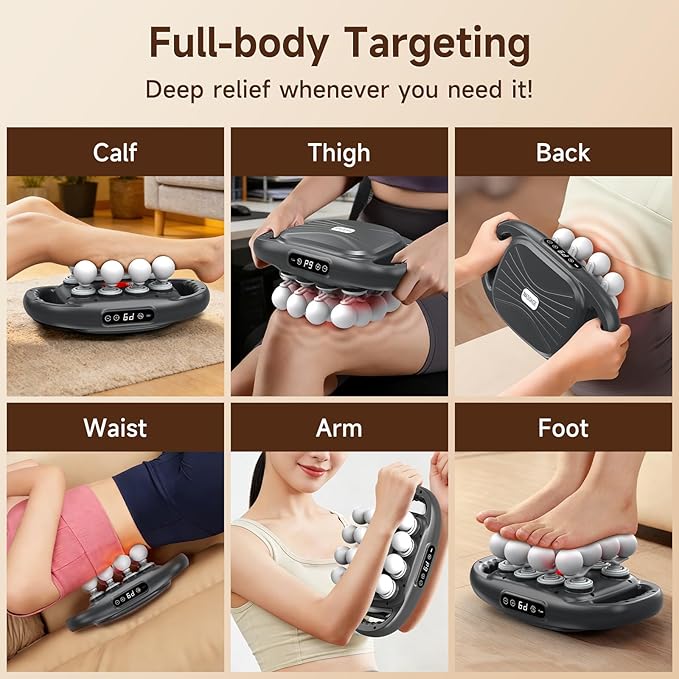Back Massager Pain Relief,16 Head Massage Gun Deep Tissue,Percussion Massager with 9 Modes & 9 Intensities,Noise-Free,for Shoulders,Legs,Foot,Neck Massager,Massage Tool