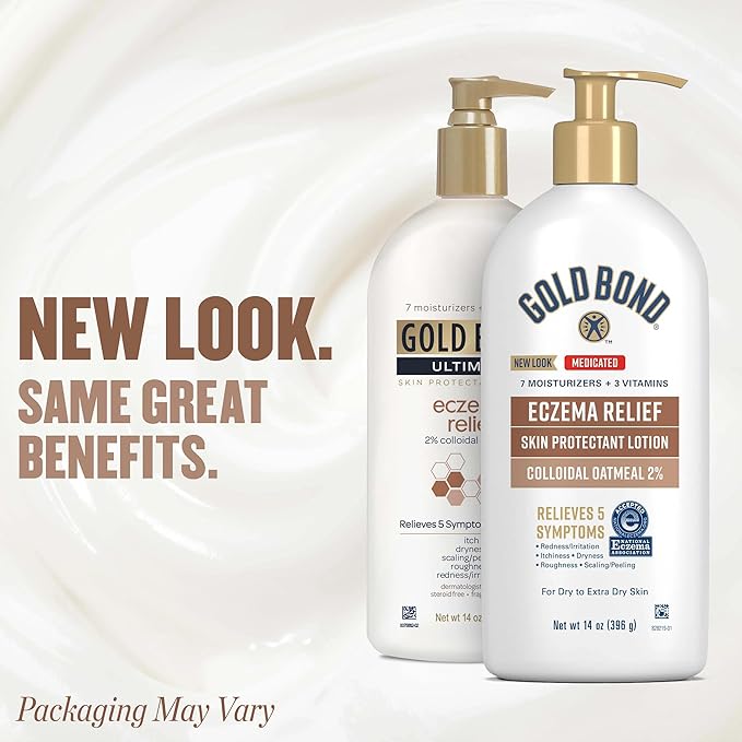 Gold Bond Medicated Eczema Relief Skin Protectant Lotion, 14 oz Lotion With 2% Colloidal Oatmeal
