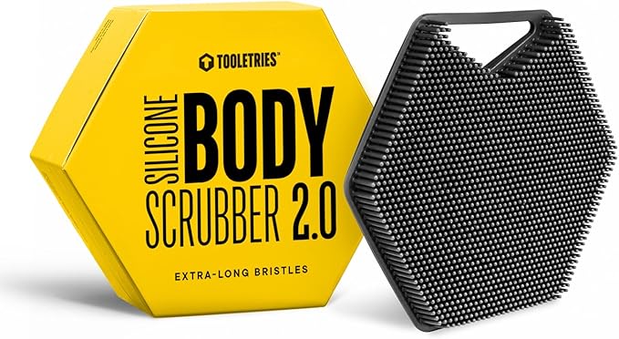 TOOLETRIES Body Scrubber 2.0 – Premium Silicone Shower Scrubber for Skin Exfoliation, Ergonomic Handle with Lather-Boosting Bristles, Quick Drying and Long-Lasting - Charcoal