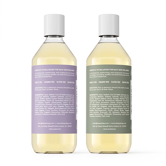 Deep Steep Bubble Bath, 10oz (2 Pack) (10 Fl Oz (Pack of 2), (Relaxing- Lavender Chamomile & Rosemary Mint))