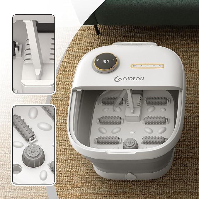 Gideon Foot Massager & Spa - Luxury Heated Foot Bath with Lights & Bubbles, Therapeutic Foot Spa and Pedicure Tools for Feet