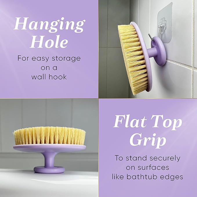 GOLDEZLUX® Dry Body Brush Cruelty-Free Firm Bristles Exfoliate Promote Smooth Skin, Dry Brushing Stimulate Blood Flow, Lymphatic Drainage, Prevent Ingrown Hair - Large Size & Comfortable Grip (Purple)