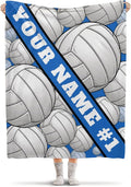 Custom Volleyball Blanket, Personalized Sport Throw with Name Text for Boy, Girl, Men, Women, Volleyball Gift for Player, Athlete, Coach, Team, Soft Customized Throw Blanket 50"x40"for Kids