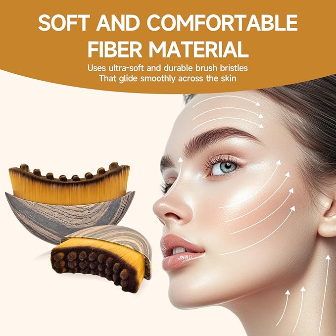 Lymphatic Contour Face Brush 2 Pack, for Lymphatic Drainage & Face Sculpting – Dry Brush for Facial Massage, Anti-Puffiness, Detox & Glow, Ergonomic Design with Soft Bristles