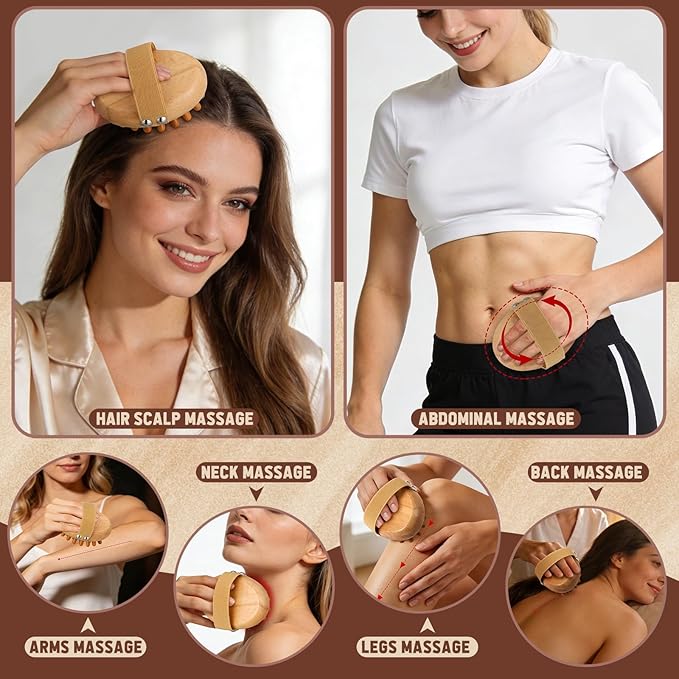 ProSuites Wooden Meridian Massage Body Brush for Cellulite Remover, Cellulite Lymphatic Drainage Massager for Body Shaping