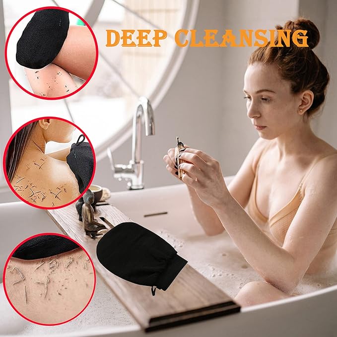 Exfoliating Mitt for Body Scrub Exfoliator Glove Revive Glow Keesa Exfoliating Glove Exfoliate Bath Korean Deep Exfoliating Gloves for Shower Dead Skin Remover Scrubber Exfoliation 1pcs White