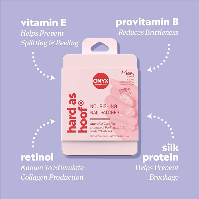 Onyx Professional Hard as Hoof Nail Repair Patches - Nail and Cuticle Strengthening Treatment, Nail Strengthener and Growth, Nail Care, 20 Count