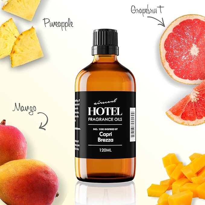 AirScent Capri Brezza Diffuser Oil No. 1100 - Volcano-Inspired Premium Fragrance Oil for Ultrasonic and Waterless Diffusers and Crafting - 500 ml, 16.9 fl oz Glass Bottle