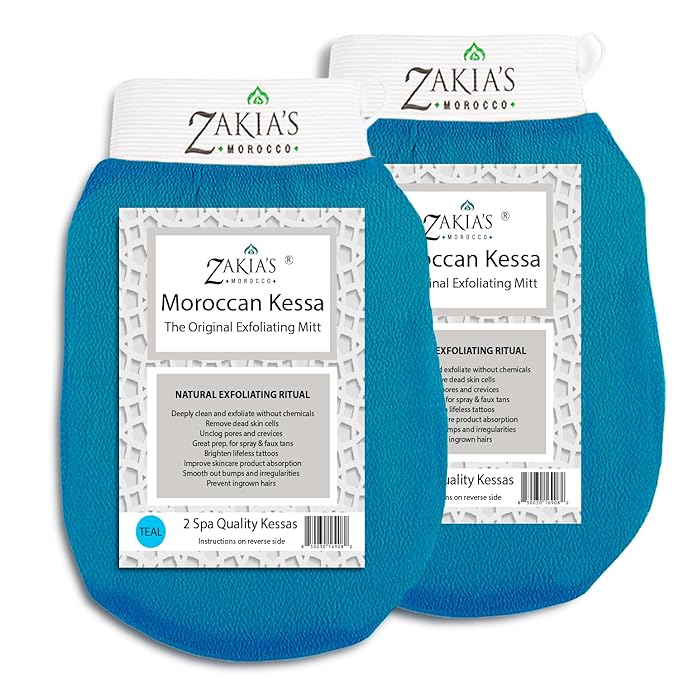 Original Kessa Exfoliating Glove -Value Pack (2 pcs) - Teal Blue