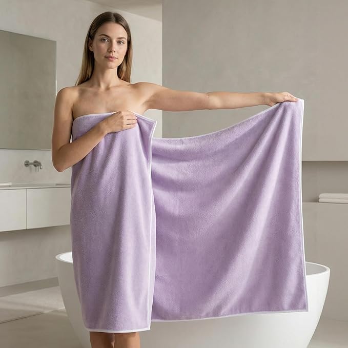 REDKISS 2 Pack Microfiber Extra Large Bath Sheets, 35 x 70 Inches, 670G, Soft and Absorbent, Quick Dry Oversized Bath Towels, Perfect for Bathroom, Plush Shower Towels for Spa, Gym & Hotel, Purple
