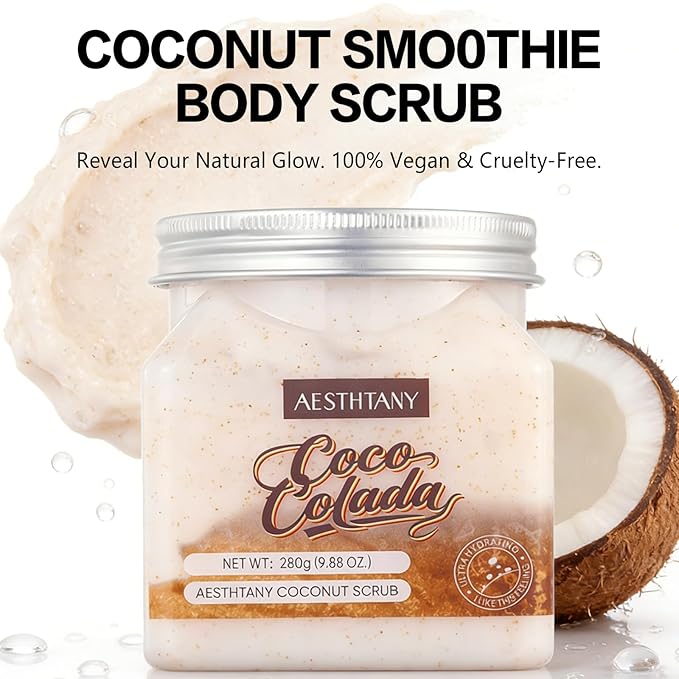Coconut Body Scrub &Avocado Face & Body ScrubMoisturizing and Exfoliating Body, Face, Hand, Foot Scrub,Deep Cleansing 350ml (280g, coconut)