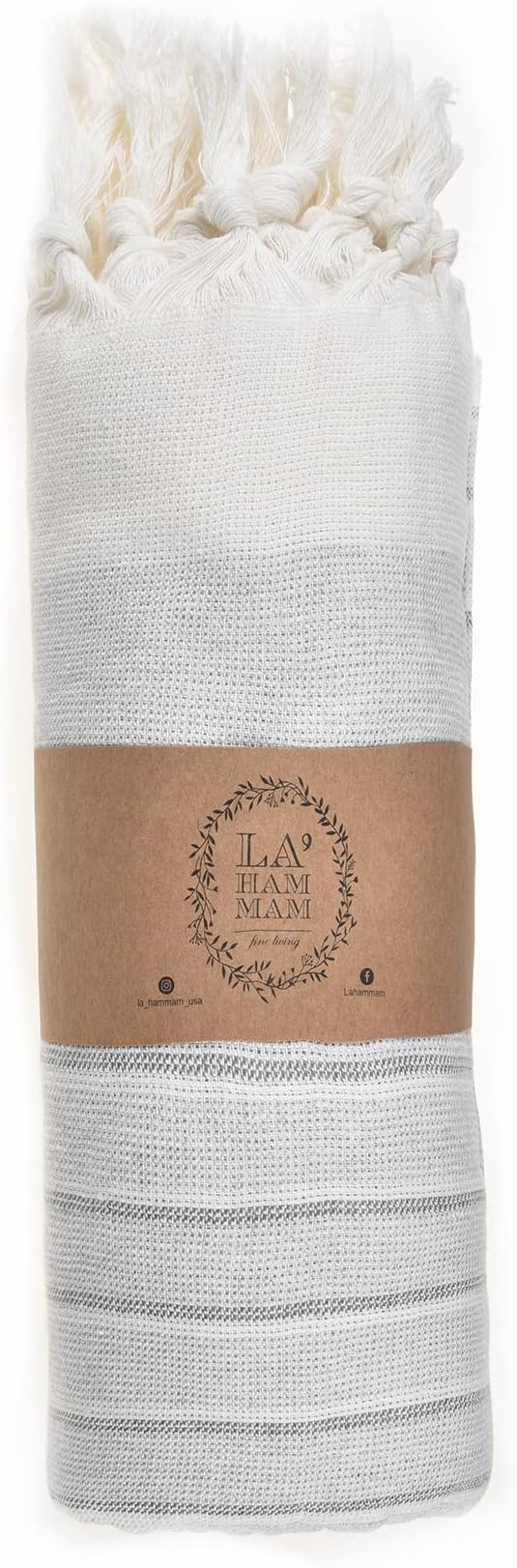 Beach Towel | Cotton Beach Towels, Easy to Carry, Sand Free, Highly Absorbent, Quick Dry, Turkish Towels for Travel Camping Bath Sauna Beach Gym Fitness Pool Yoga SPA by Lahammam, Eftelia, Gray