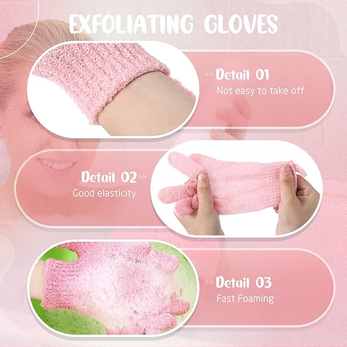 Didaey 104 Pcs Exfoliating Glove Bulk Shower Gloves with Hanging Loop Exfoliating Body Scrubber Dead Skin Remover for Body Bath Beauty Spa Massage Scrubs Men Women Bathing(Multicolor)