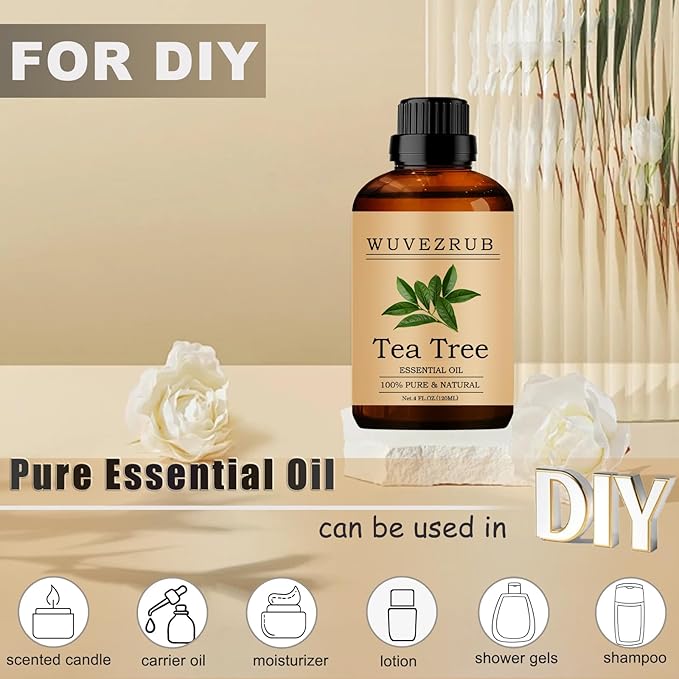 Tea Tree Essential Oil, 120ML 100% Pure and Natural for Aromatherapy Diffuser - 4 Fl Oz
