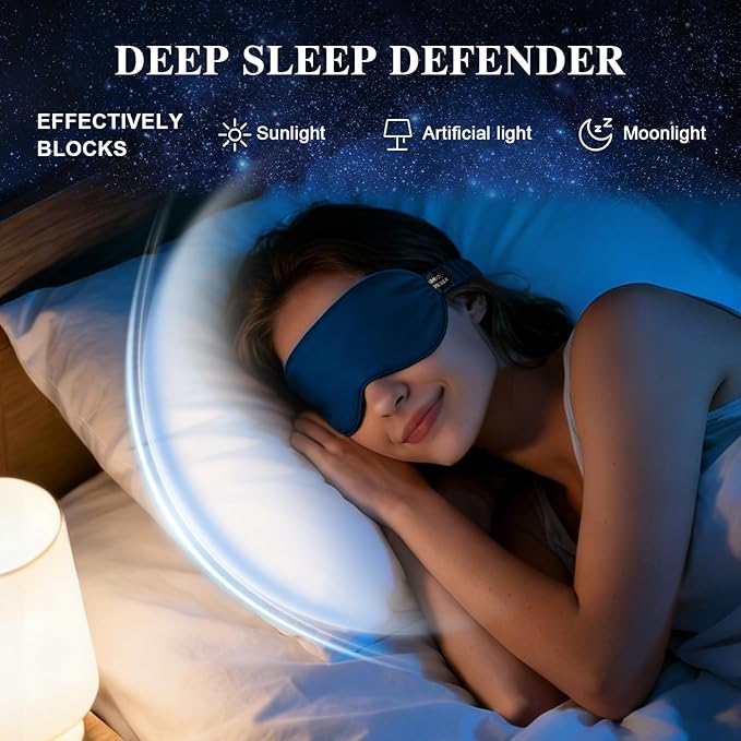 Silk Sleep Mask,Eye Mask for Sleep Women Men,Mulberry Sleeping Mask with Adjustable Strap,Blindfold Blackout Eye Mask for Travel and Full Night's Sleep,Nap