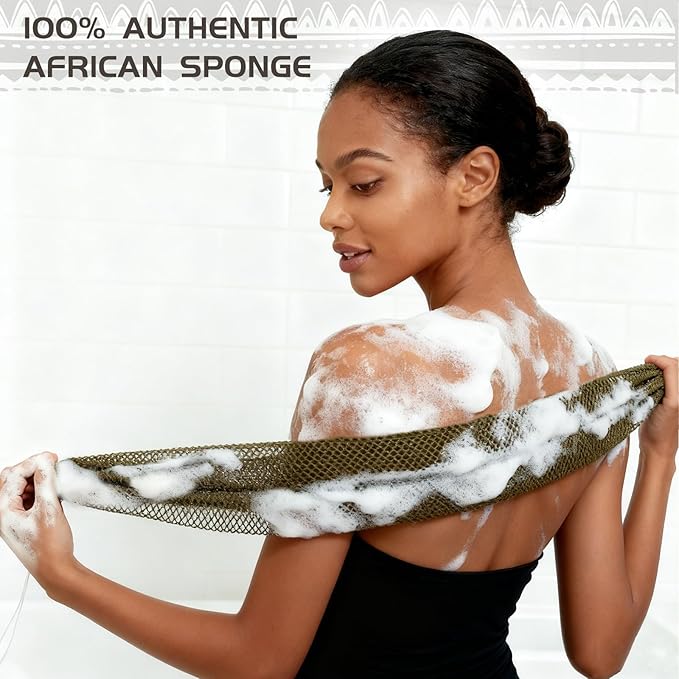 SPMKTBOZAI African Net Sponge Authentic, Loofah Exfoliating Body Scrubber Bath Sponge, African Exfoliating Net Sponge Back Scrubber Washcloth for Shower, Body Care Bathing Accessories (Blue)