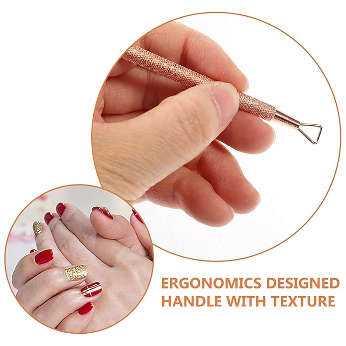 Beavorty Triangle Stainless Steel Cuticle Pusher Gel Remover Tool 4-Pcs Nail Art Scraper for Precise Gel Polish Removal and Nail Care