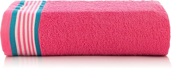 CASA COPENHAGEN He & She 6Pcs 100% Egyptian Cotton Large Designer Towels Gift Set- Cyan - Coral, 550GSM, 2Bath 2Hand 2Washcloths, Bath Towels for Bathroom (Gift Set for Women & Men)