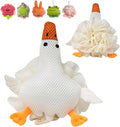 Kids Loofah, Cute Cartoon Animal Kids Bath Sponge with Hanging Rope, Soft Double Mesh for Rich Lather (Big White Goose)