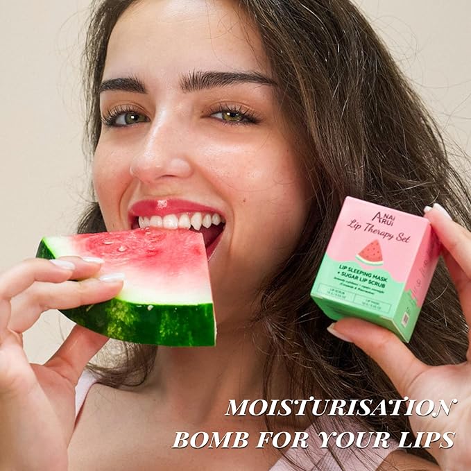 Hydrating Lip Mask Set, Lip Scrub & Lip Butter, Overnight Lip Treatment Set Enriched With Ceramide, Watermelon and Shea Butter, For A Softer & Smoother Lips, Overnight Lip Mask Mothers Day Gifts
