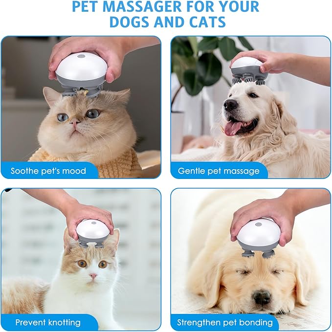 Cat Massager, Electric Scalp Massager, Head Massager with 4 Massage Heads, Back and Scalp Massager Relieving Tight Stiffness Muscles, Promote Bonding