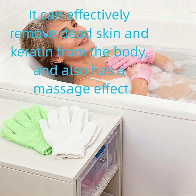 4 Pairs Exfoliating Bath Gloves, Nylon Double Sided Exfoliating Gloves for Beauty, Spa, Massage, Skin Shower, Body Scrubber Bathing Accessories