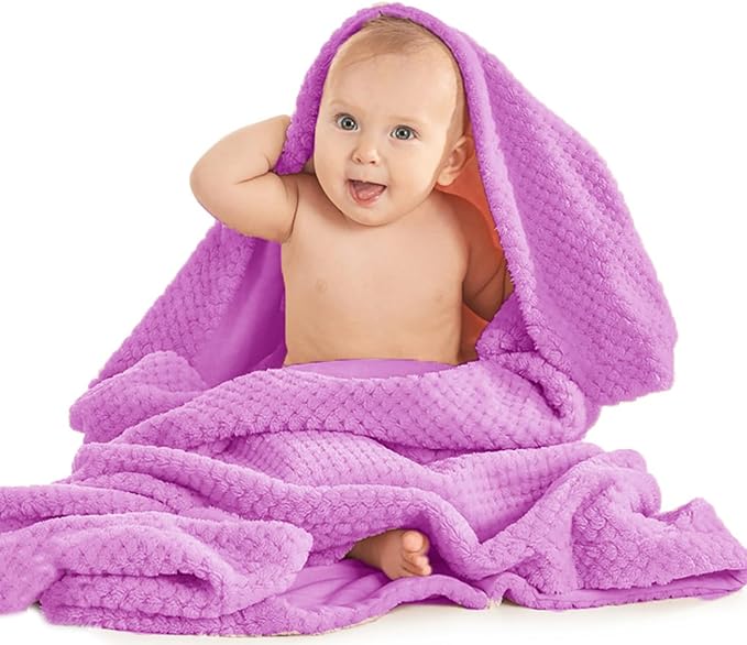 2 Pack Bath Towel Set, Waffle Bath Towel Set, Super Soft Highly Absorbent, Sturdy Quick Drying Towels for Bathroom, Gym, SPA, Yoga (2 Piece 27" x 55", 1Grey+1Purple)