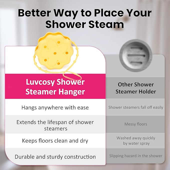 2 Packs Silicone Shower Steamer Tray/Holder, Durable Steamer Hanger, Aromatherapy Diffuser Containers, Bathroom Accessories for Yoga Decor, Yellow and Blue