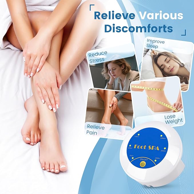 LeCuag Ionic Foot Bath Detox Machine, Portable Foot Detox Machine for Home, Salon-Level Ionic Foot Spa Machine with Basin, 100 Basin Liners, 2 Arrays