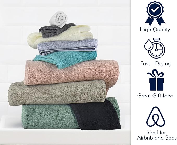 Classic Turkish Towels CTT Set of 9-100% Turkish Cotton, Absorbent & Comfy, Includes 2 Bath Towel 2 Hand Towel, 2 Washcloth, 2 Bathsheets & 1 Bath Mat | (Beige)