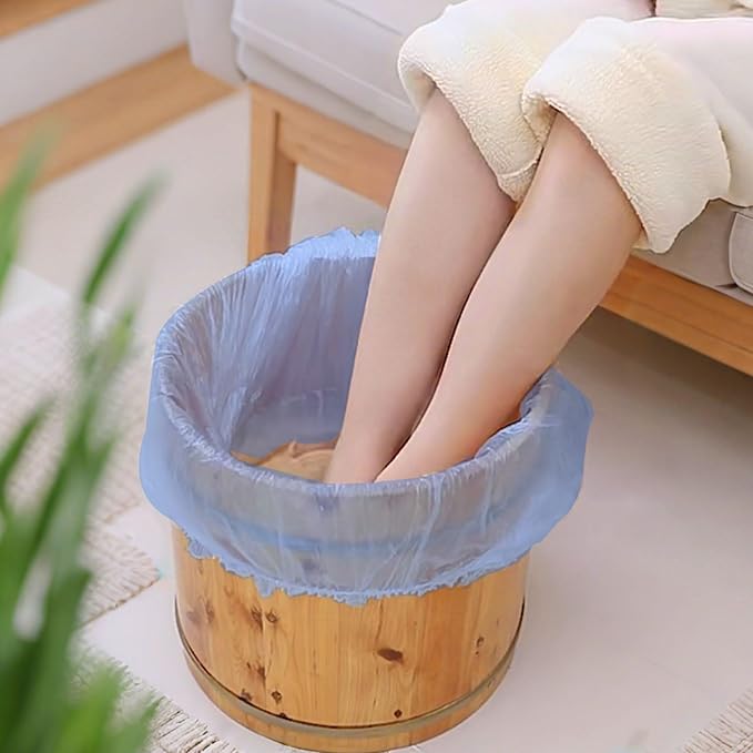 Transparent Blue Pedicure Liners Disposable, Pedicure Bowl Liners with Elastic Band, Unbreakable Pedi Liners Disposable, fits Most Pedicure Tub, for Pedicures Foot Spa Home Use (25pcs)