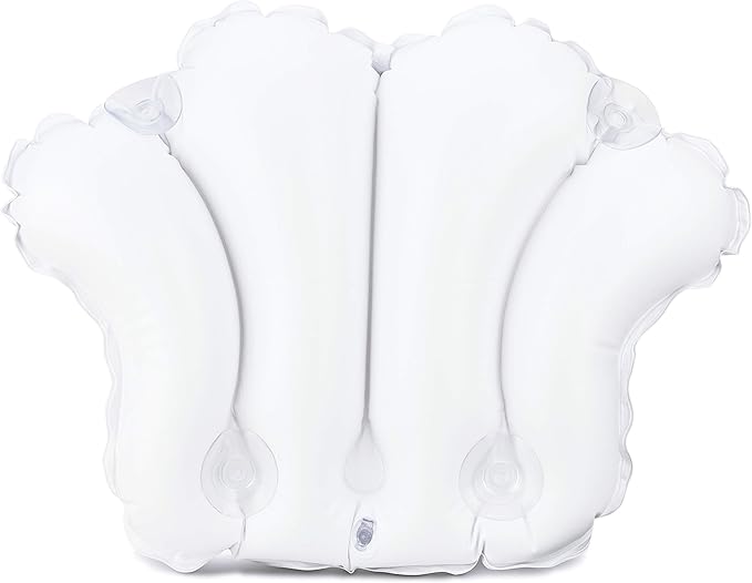 Deluxe Comfort Terry Cloth - Easily Inflatable with Secure Suction Cups - Hot Tub and Jacuzzi-Safe - Spa Quality - Bath Pillow 31012N Navy Blue