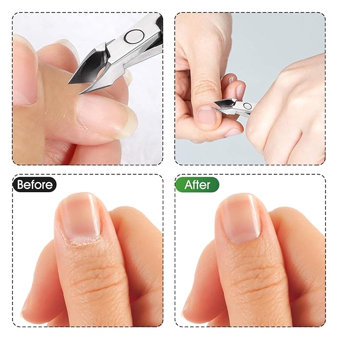 Cuticle Nippers Cuticle Trimmer Remover Clippers Stainless Steel Cutter Extremely Sharp Scissors Manicure Tool Nail Care, opove X7 Black