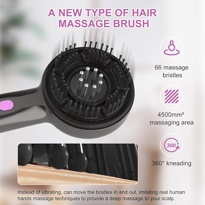 Yi Dong Electric Scalp Massage Comb with 4500mm² 66 Nodes, 3 Modes, Built-in 3ml Essential Oil Reservoir, Type-C Rechargeable - Long-Lasting Hair Care Gift