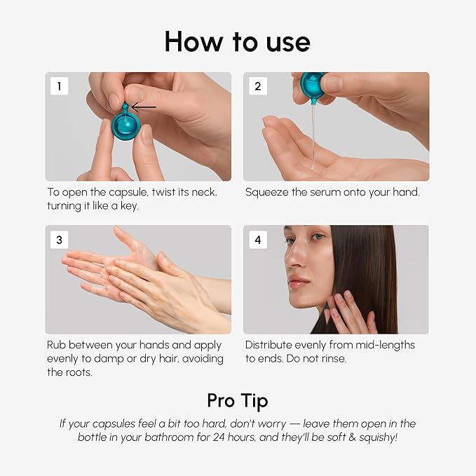 MAREE Hair Serum for Frizzy Dry Hair – Styling Capsules with Keratin, Argan Oil, Vitamins A E B5 – UV & Heat Protectant Frizz Control Serum for Women – Aceite Para el Cabello Treatment | for Frizzy, Styling Capsules, with Jojoba, for Women, Frizzy, Dam...