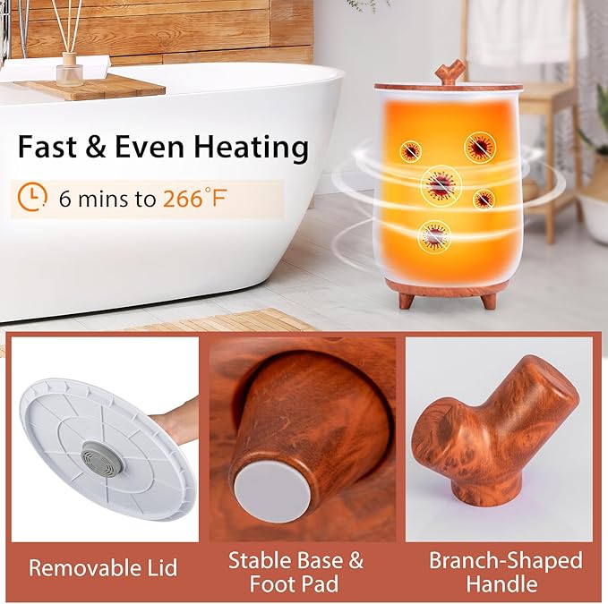 COSTWAY Bucket Style Towel Warmer, 23L Towel Warmer with 4 Heating Time & 3 Heating Temperature, Overheat Protection System, Fragrant Disc Holder, Towel Warmer for Bathroom, Hot Tub, Spa (Coffee)