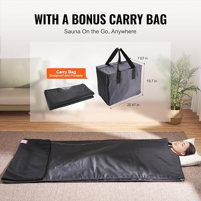 Happybuy Sauna Blanket for Home Detox, Portable with Heating & Adjustable Temp, 95-185℉, 1-60 Min Timer, 74.8X 35.43in