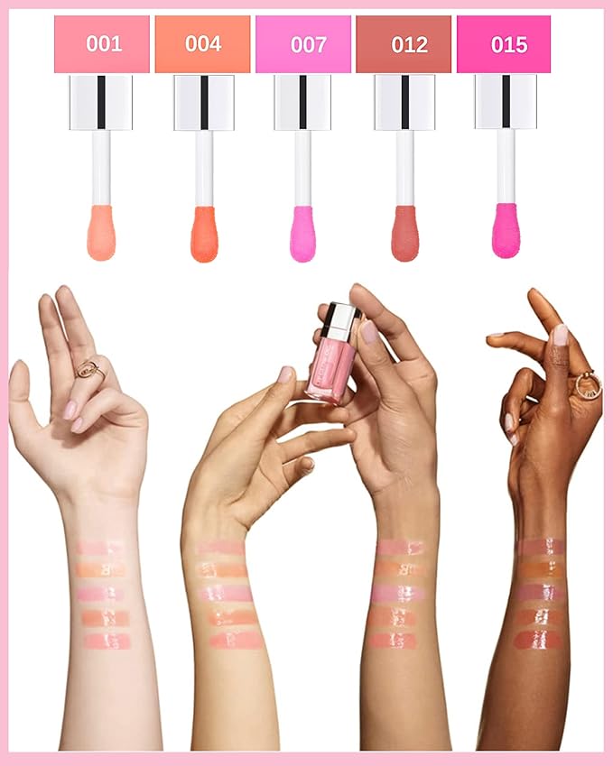 Hydrating Plumping Lip Glow Oil,Shine Tinted Lip Gloss,Glow Reviver Lip Oil,Long Lasting Moisturizing Clear Lip Plumper Oil Tint for Lip Care Dry Lips,Christmas Makeup Gift ( (#007 Raspberry Red)
