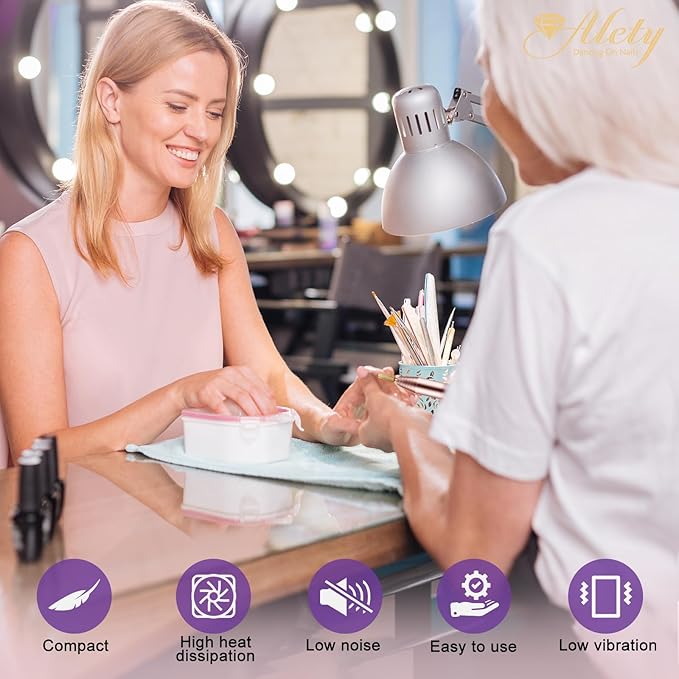 Alety Electric Nail Drill Kit - Portable File for Acrylic Gel Nails, Professional Machine Efile Manicure Pedicure Tools With Gold Drill Bits for Home Salon Use
